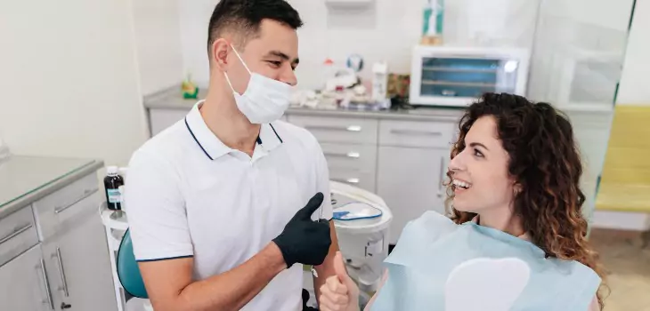 woman during an appointment with a dentist