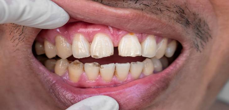 Huge gap between the front teeth or incisors diastema cracked or chipped teeth